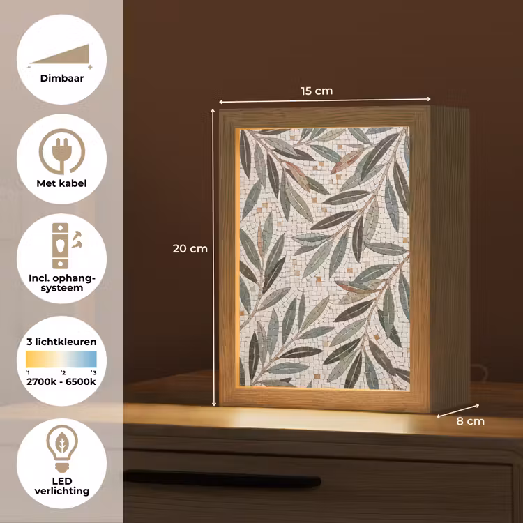 Plant - Blad - Mozaïek - Groen Light Box met kabel (Tafellamp) klein -USP_NL