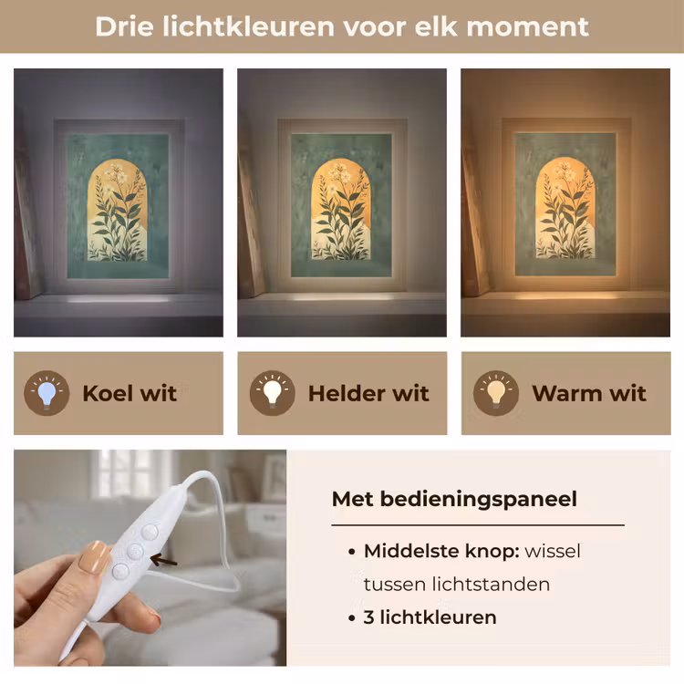 Plant - Bloemen - Wit Light Box met kabel (Tafellamp) klein -USP_lichtkleurNL
