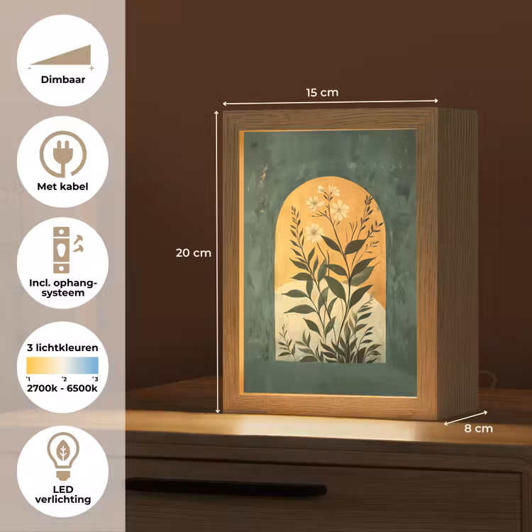 Plant - Bloemen - Wit Light Box met kabel (Tafellamp) klein -USP_NL