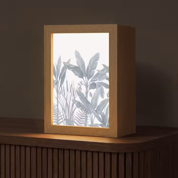 Planten - Bladeren - Natuur - Grijs Light Box met kabel (Tafellamp) klein -z3d_website