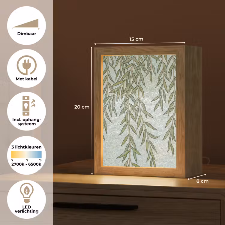 Planten - Mozaïek - Patroon - Groen - Blauw Light Box met kabel (Tafellamp) klein -USP_NL