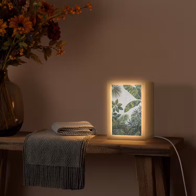 Planten - Tropisch - Mozaïek - Groen - Natuur Light Box met kabel (Tafellamp) klein -sfeer4