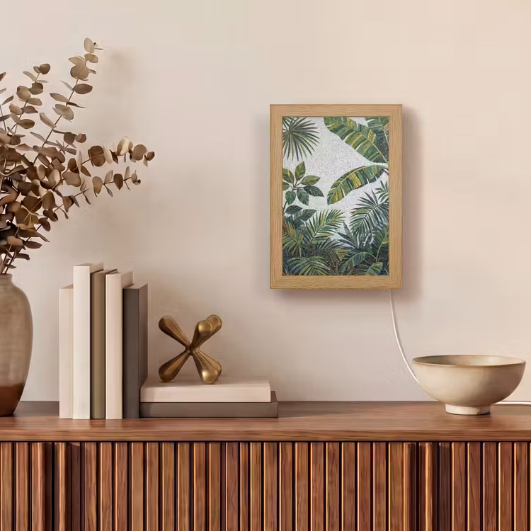 Planten - Tropisch - Mozaïek - Groen - Natuur Light Box met kabel (Tafellamp) klein -sfeer2