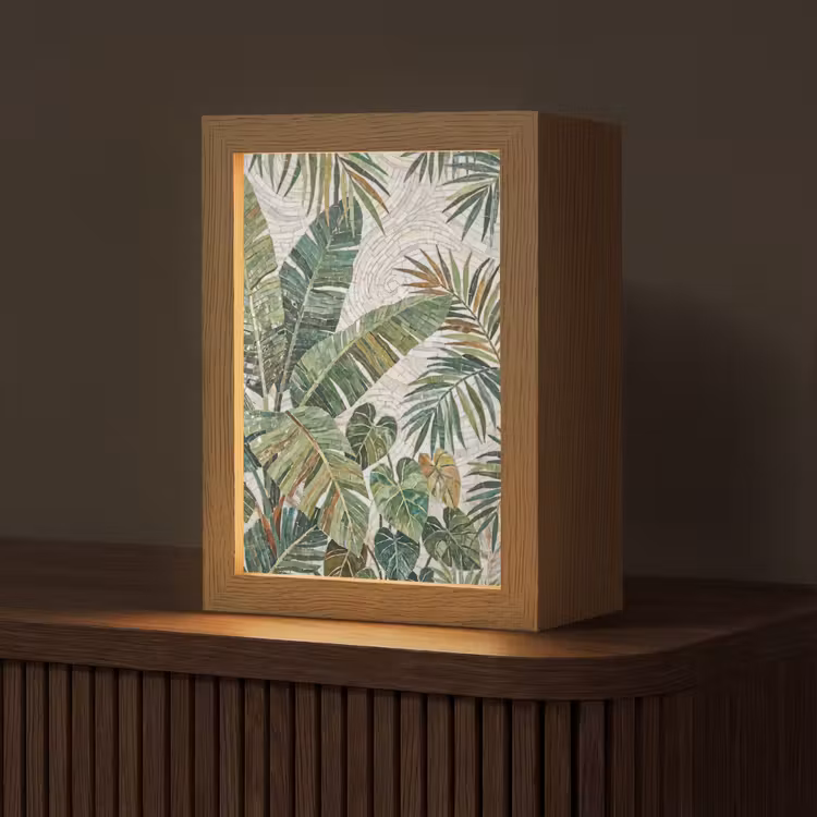 Planten - Tropisch - Mozaïek - Natuur - Groen Light Box met kabel (Tafellamp) klein -z3d_website