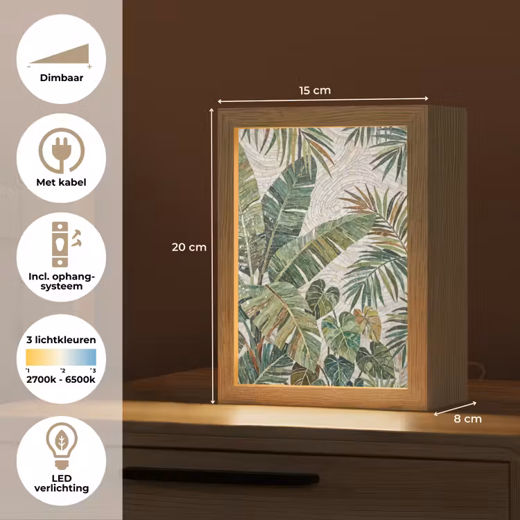 Planten - Tropisch - Mozaïek - Natuur - Groen Light Box met kabel (Tafellamp) klein -USP_NL