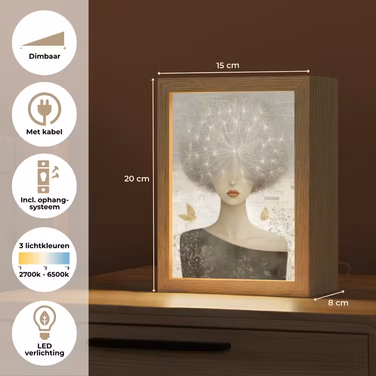 Pluis - Vrouw - Beige Light Box met kabel (Tafellamp) klein -USP_NL