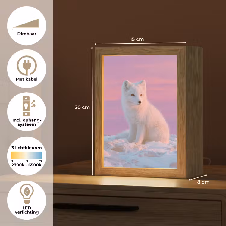 Poolvos - Sneeuw - Roze Light Box met kabel (Tafellamp) klein -USP_NL