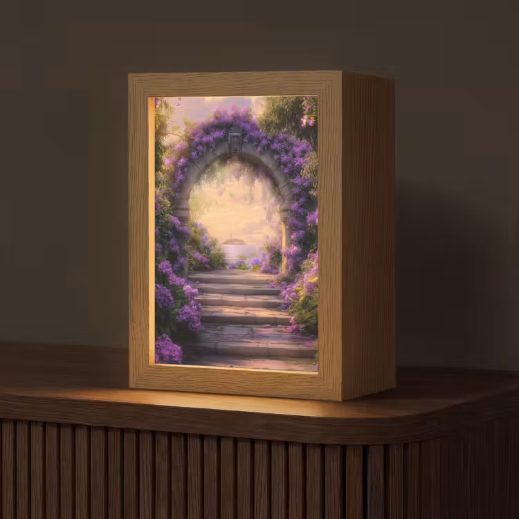 Poort - Paars - Bloemen Light Box met kabel (Tafellamp) klein -z3d_website