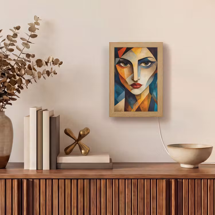 Portret - Abstract - Vormen Light Box met kabel (Tafellamp) klein -sfeer2