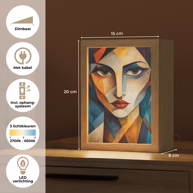 Portret - Abstract - Vormen Light Box met kabel (Tafellamp) klein -USP_NL