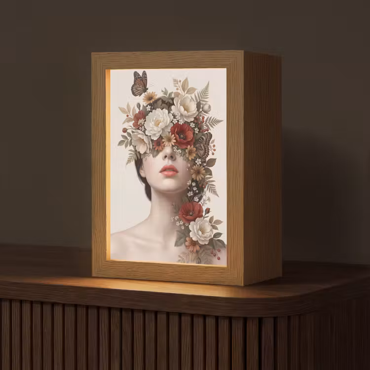 Portret - Bloemen - Cremé Light Box met kabel (Tafellamp) klein -z3d_website