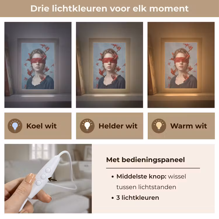 Portret - Krachtig - Rood Light Box met kabel (Tafellamp) klein -USP_lichtkleurNL