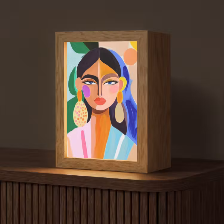 Portret - Vrouw - Modern Light Box met kabel (Tafellamp) klein -z3d_website