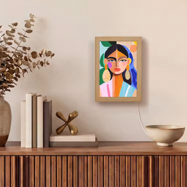 Portret - Vrouw - Modern Light Box met kabel (Tafellamp) klein -sfeer2