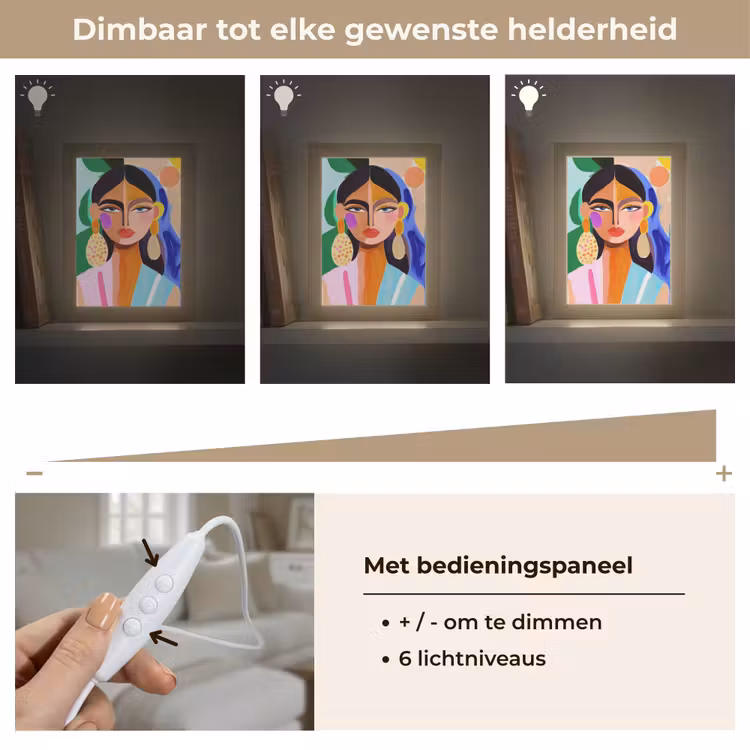 Portret - Vrouw - Modern Light Box met kabel (Tafellamp) klein -USP_dimbaarNL