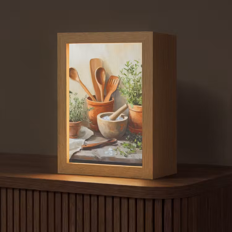 Potten - Kruiden - Hout Light Box met kabel (Tafellamp) klein -z3d_website