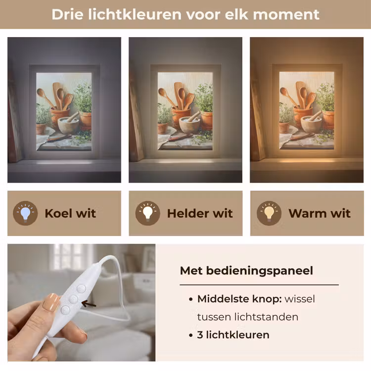 Potten - Kruiden - Hout Light Box met kabel (Tafellamp) klein -USP_lichtkleurNL