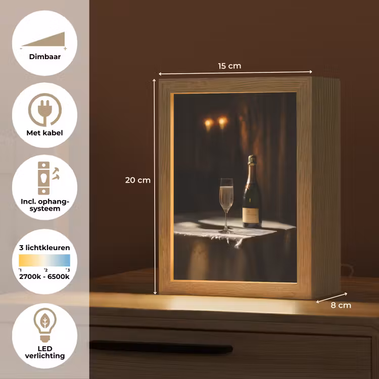 Prosecco - Bubbels - Sfeervol - Drank Light Box met kabel (Tafellamp) klein -USP_NL