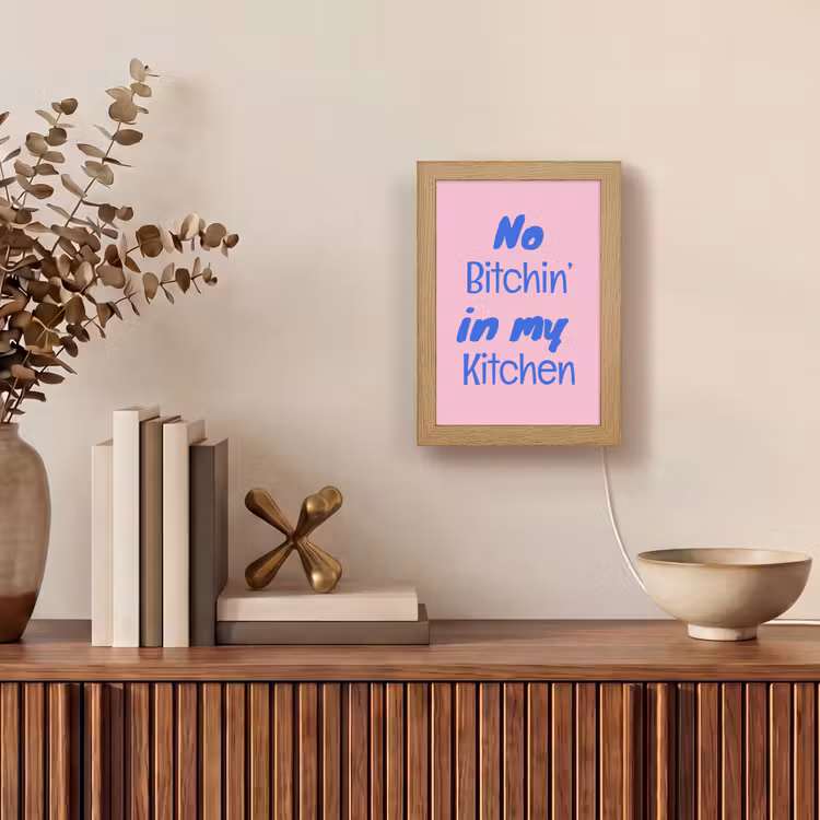Quote - Blauw - Lettertype - Keuken Light Box met kabel (Tafellamp) klein -sfeer2