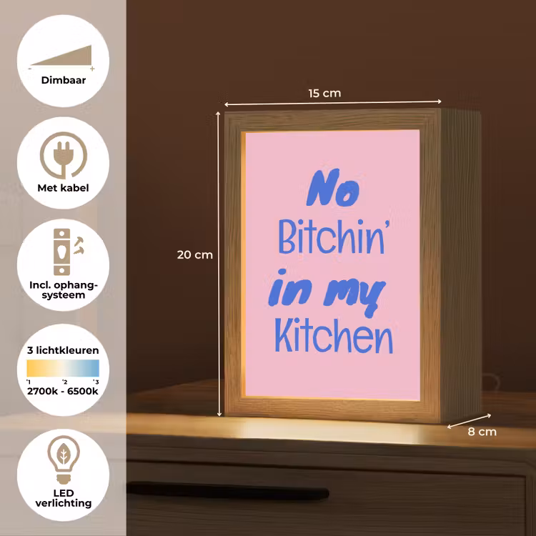 Quote - Blauw - Lettertype - Keuken Light Box met kabel (Tafellamp) klein -USP_NL