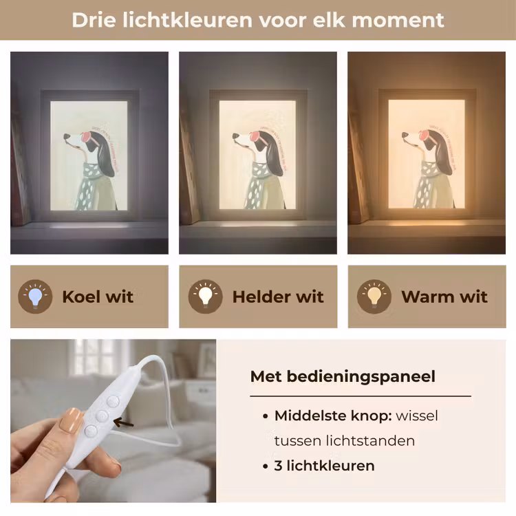 Quote - Hond - Zonnebril Light Box met kabel (Tafellamp) klein -USP_lichtkleurNL