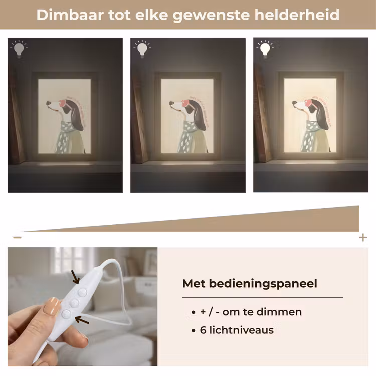 Quote - Hond - Zonnebril Light Box met kabel (Tafellamp) klein -USP_dimbaarNL