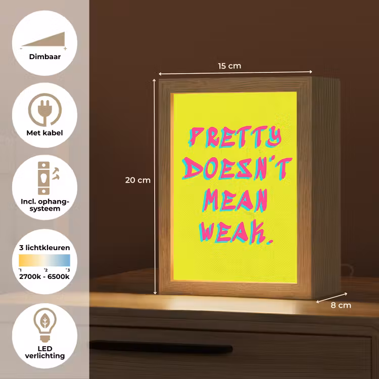 Quote - Minimalistisch - Kleurrijk Light Box met kabel (Tafellamp) klein -USP_NL