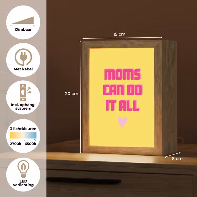 Quote - Moeder - Hartje - Roze Light Box met kabel (Tafellamp) klein -USP_NL