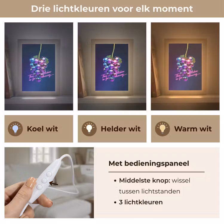 Quote - Neon - Disco - Druiven Light Box met kabel (Tafellamp) klein -USP_lichtkleurNL