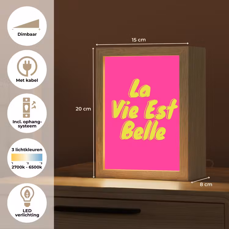 Quote - Retro - Roze Light Box met kabel (Tafellamp) klein -USP_NL