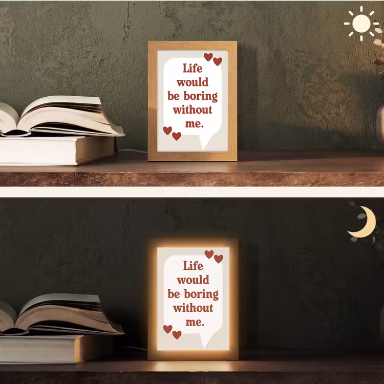 Quote - Tekstballon - Hartjes Light Box met kabel (Tafellamp) klein -sfeer3