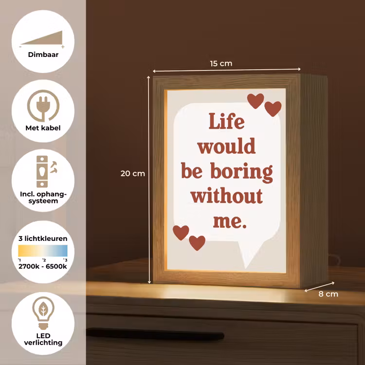 Quote - Tekstballon - Hartjes Light Box met kabel (Tafellamp) klein -USP_NL