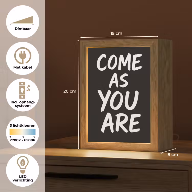 Quote - Zwart - Simpel Light Box met kabel (Tafellamp) klein -USP_NL