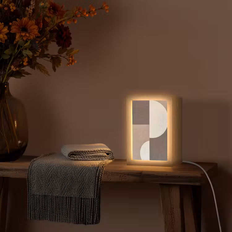 Raster - Halve cirkels - Contrast Light Box met kabel (Tafellamp) klein -sfeer4
