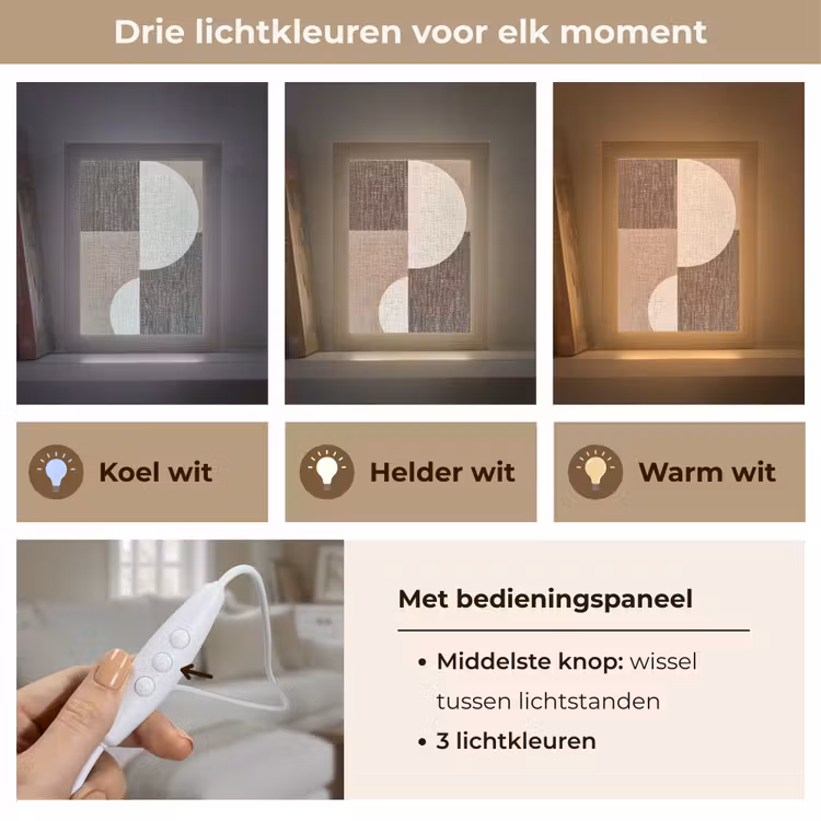 Raster - Halve cirkels - Contrast Light Box met kabel (Tafellamp) klein -USP_lichtkleurNL