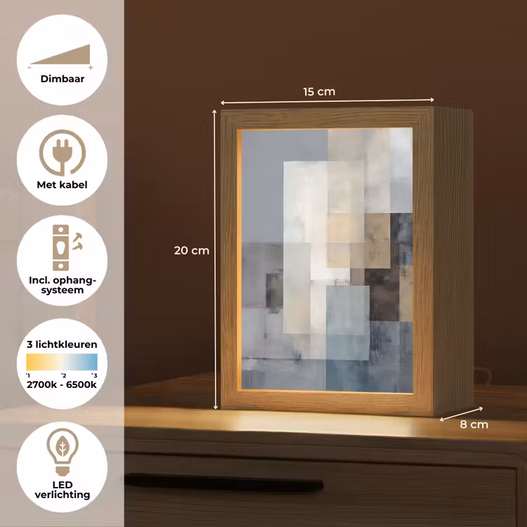 Rechthoeken - Abstract - Blauw Light Box met kabel (Tafellamp) klein -USP_NL