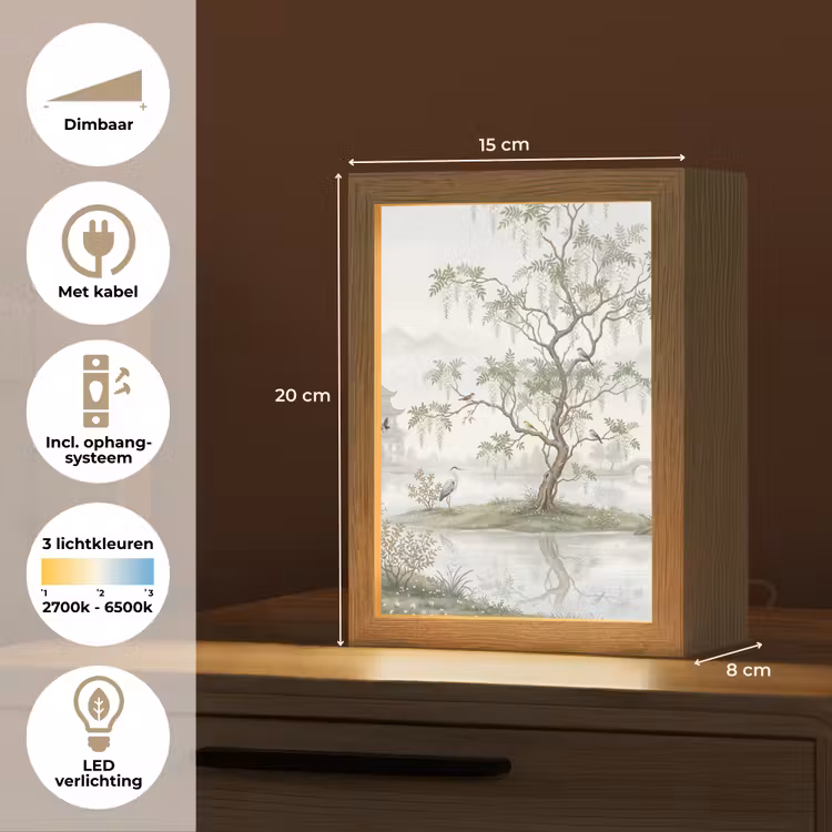 Reiger - Landschap - Groen Light Box met kabel (Tafellamp) klein -USP_NL