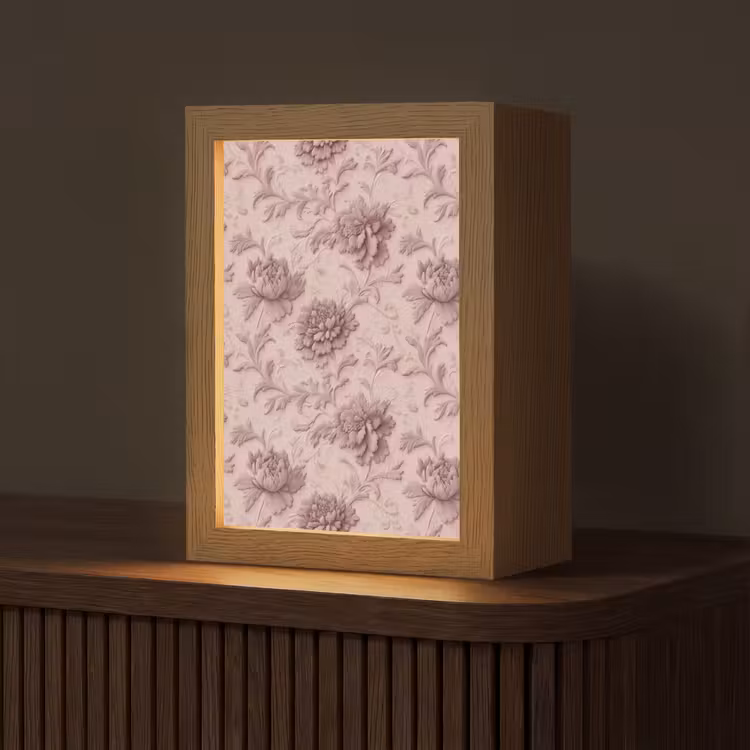 Reliëf - Pioenrozen - Roze Light Box met kabel (Tafellamp) klein 925 -z3d_website