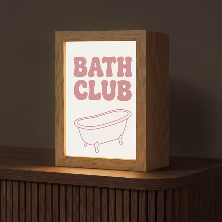 Retro - Bad - Roze Light Box met kabel (Tafellamp) klein -z3d_website