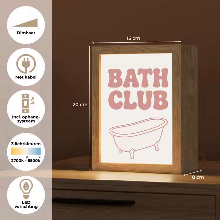 Retro - Bad - Roze Light Box met kabel (Tafellamp) klein -USP_NL