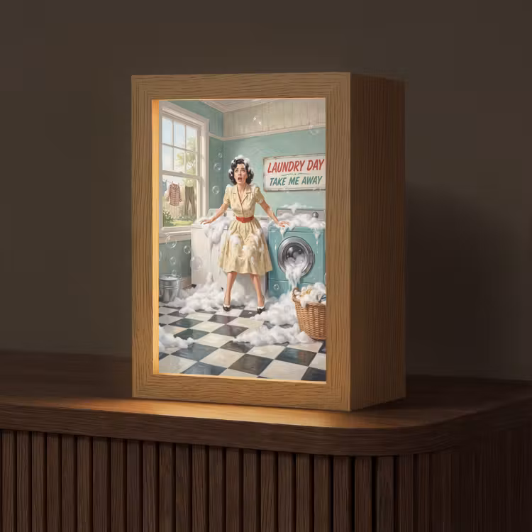 Retro - Blauw - Vrouw Light Box met kabel (Tafellamp) klein -z3d_website