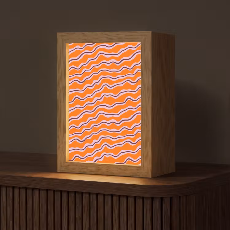 Retro - Golvend - Oranje Light Box met kabel (Tafellamp) klein 925 -z3d_website