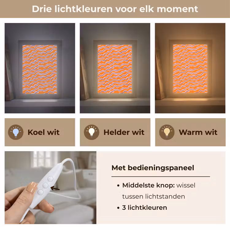 Retro - Golvend - Oranje Light Box met kabel (Tafellamp) klein 925 -USP_lichtkleurNL