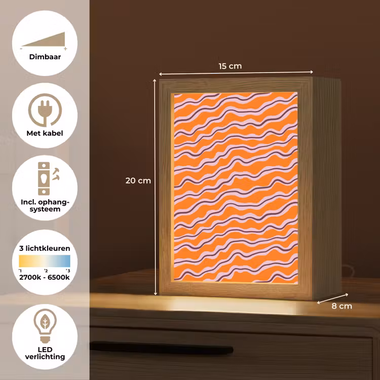 Retro - Golvend - Oranje Light Box met kabel (Tafellamp) klein 925 -USP_NL
