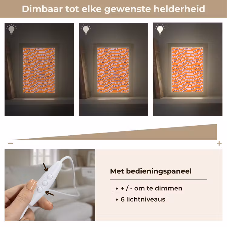 Retro - Golvend - Oranje Light Box met kabel (Tafellamp) klein 925 -USP_dimbaarNL