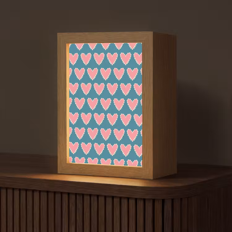 Retro - Hartjes - Patroon Light Box met kabel (Tafellamp) klein 925 -z3d_website