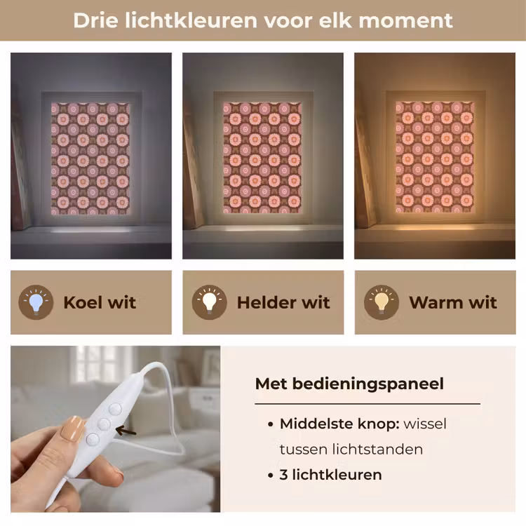 Retro - Madelief - Roze Light Box met kabel (Tafellamp) klein 925 -USP_lichtkleurNL