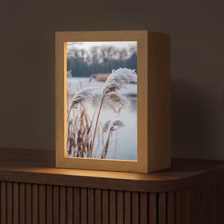 Riet - Gras - Natuur - Winter - Meer Light Box met kabel (Tafellamp) klein -z3d_website