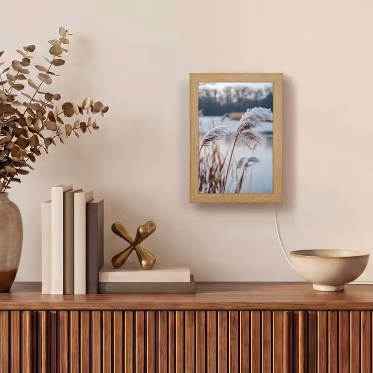 Riet - Gras - Natuur - Winter - Meer Light Box met kabel (Tafellamp) klein -sfeer2