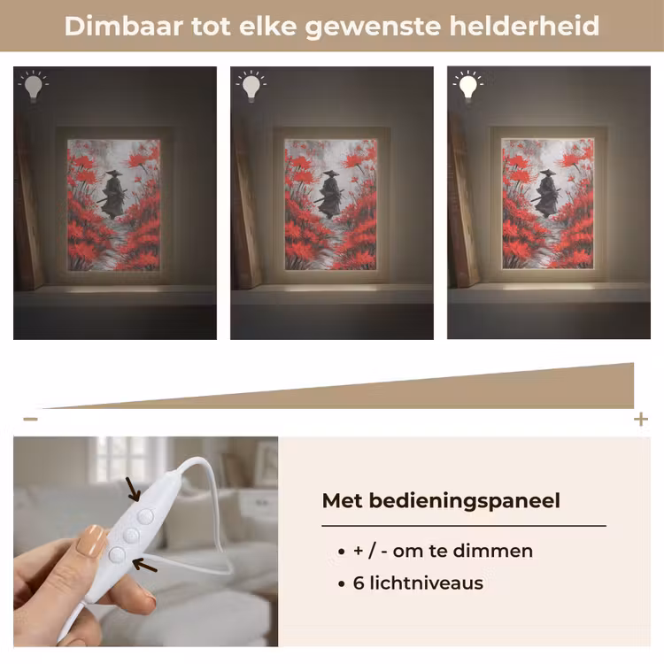 Rode bloemen - mistig - Man Light Box met kabel (Tafellamp) klein -USP_dimbaarNL